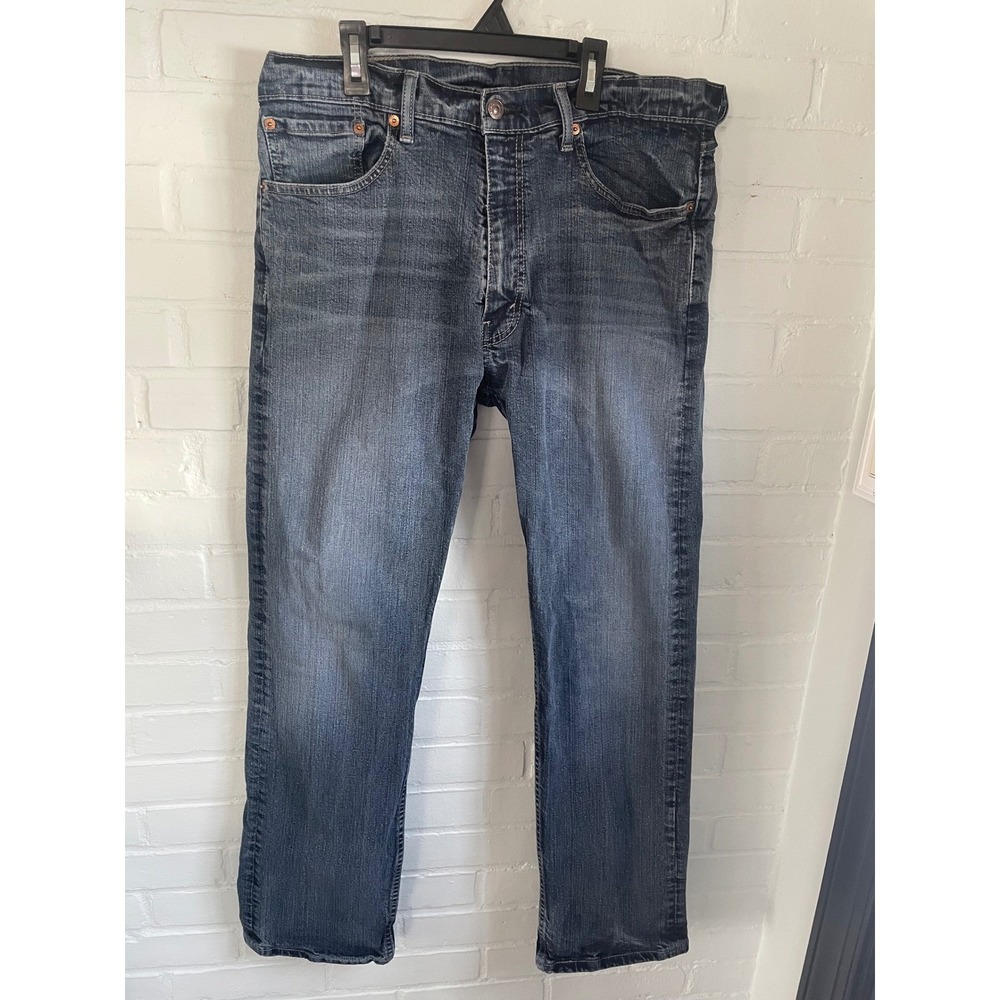 Levis 505 Regular Fit Jeans Mens 36x32 Dark Wash Blue Straight Leg‎ Denim Pants